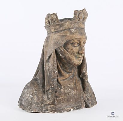 null 
Important and rare bust of Clemence of Hungary, queen of France, carved in...