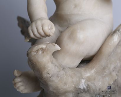 null Alabaster subject representing a Cupid on an eagle.

(base disassembled, accidents...
