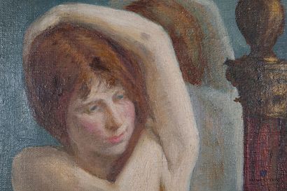 null ROBERTY André-Félix (1877-1963) 

Femme aux miroirs 

Huile sur toile 

Signée...