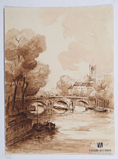 null BABLOT-RAINAL Suzanne (1891-1991)

The new bridge

Ink wash 

Signed lower right

31...