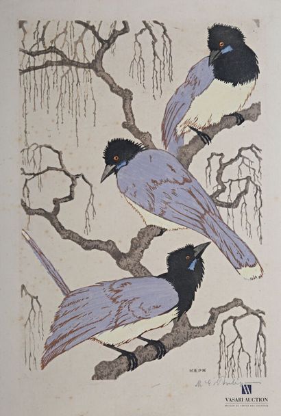 null PHILIPP Martin Erich (1887-1978) known as MEPH

Cyanocorax branched

Wood engraved...