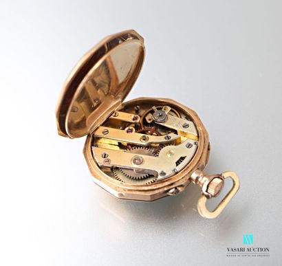 null Neck watch in gold 750 thousandths of decagonal form, the white enamelled dial...