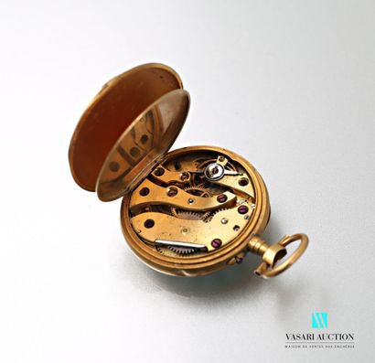 null Neck watch in gold 750 thousandth, the white enamelled dial decorated with Roman...