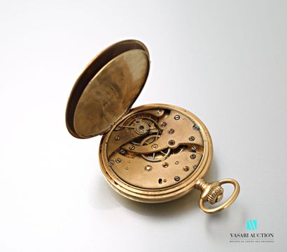 null Lip, pocket watch in yellow gold 750 thousandths, white dial, hour markers in...