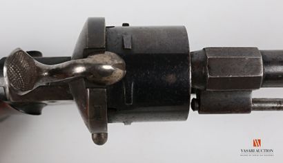 null 9 mm pinfire revolver, open frame model, six-chamber bronze barrel, round rifled...