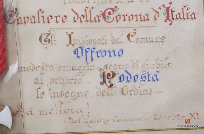 null Italie : Ordre de la Couronne, fondé en 1868, croix de chevalier, avec brevet...