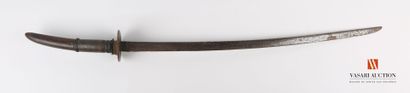 null Indochinese sword, slightly curved blade of 66.5 cm, with brass habaki, red...