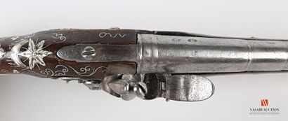 null Pistolet d'arçon « pour l'orient », platine à silex à corps plat de 11 cm, signée...