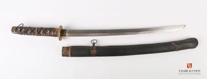 null Katana, slightly curved sharpened blade of 57 cm, with habaki, and with an acid...