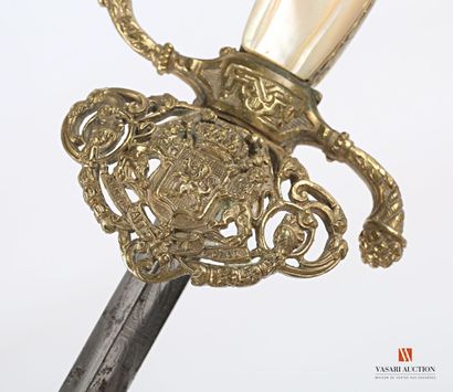 null Belgian prefect's or diplomat's sword, chased brass mounting with one branch,...