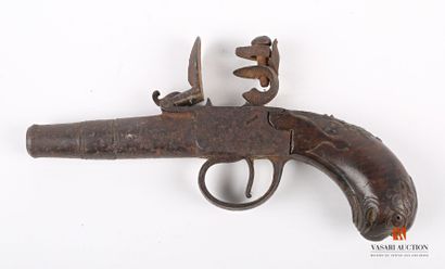 null Flintlock pocket pistol, model with trunk, rifled barrel of 7 cm, with bead...