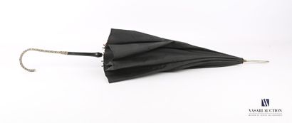  Umbrella with ten ribs in canvas with interior decoration of flowers, the handles...
