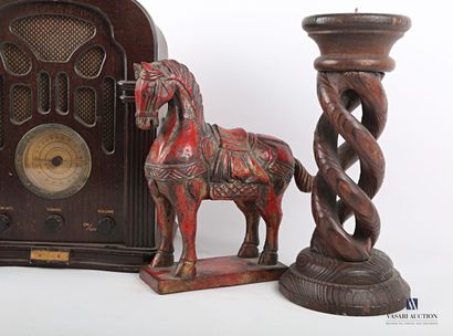 null Lot including a Spirit of St Louis molded wood radio, the openwork front presents...