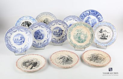 null Lot in fine earthenware of mismatched plates of which four speaking plates with...