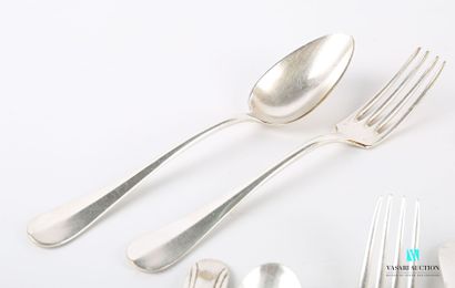 null Lot in silver plated metal including six tableware and three forks, the handles...