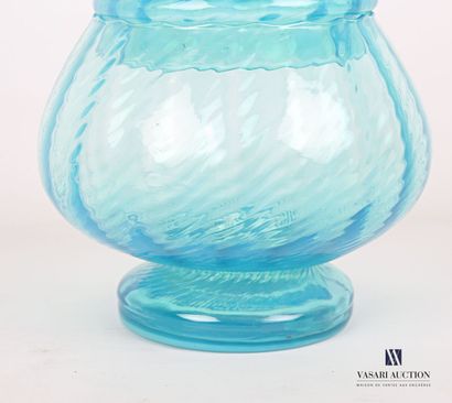 null Candy jar out of tinted blown glass with decoration helicoidal stripes, the...