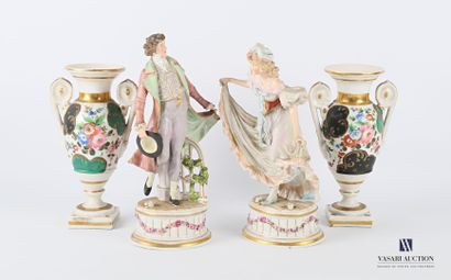 Two porcelain subjects showing a gentleman...