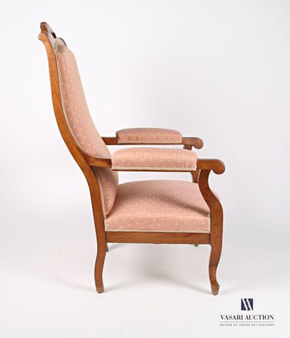 null Voltaire armchair in fruit wood, the back slightly reversed has a grip, the...