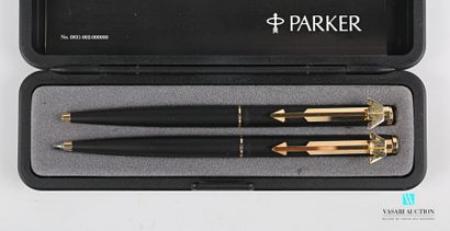 null PARKER

Lot including a black resin ballpoint pen and pencil in their original...