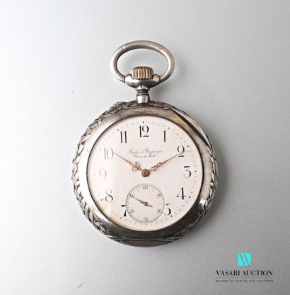 null Pocket watch in silver 900 thousandths, the dial of round white enamelled form...