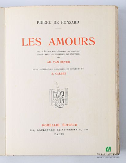 null RONSARD Pierre - Les Amours Texte établi sur l'édition de MDLX et publié avec...