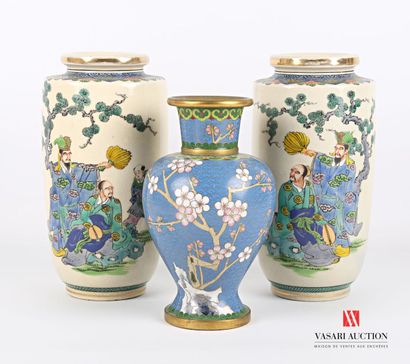 Pair of Satzuma porcelain scroll vases decorated...