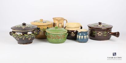 Lot in stoneware and glazed terracotta including...
