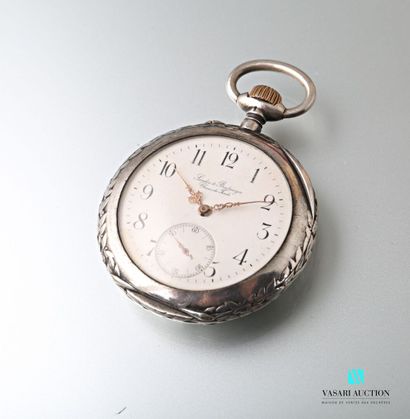 null Pocket watch in silver 900 thousandths, the dial of round white enamelled form...