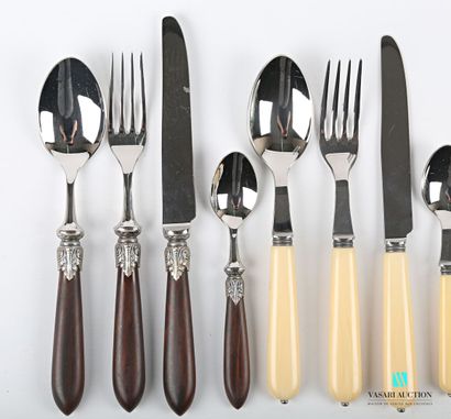 null Set of two sets of cutlery including each one a cutlery, a table knife and a...