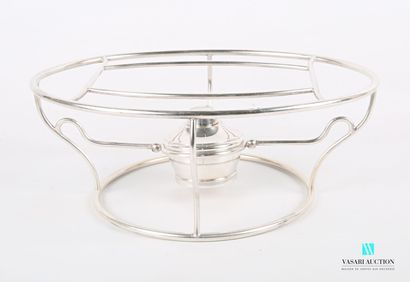  Flat heater in silver plated metal for oval dish, it rests on a round base supporting...