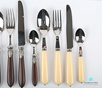 null Set of two sets of cutlery including each one a cutlery, a table knife and a...