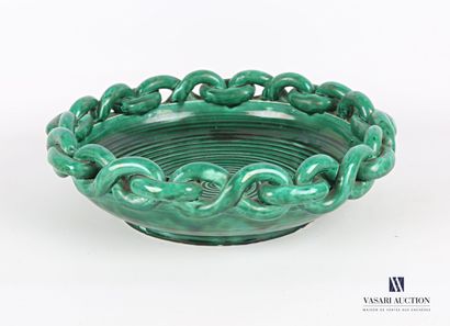 VALLAURIS 
Cup in green earthenware, the...