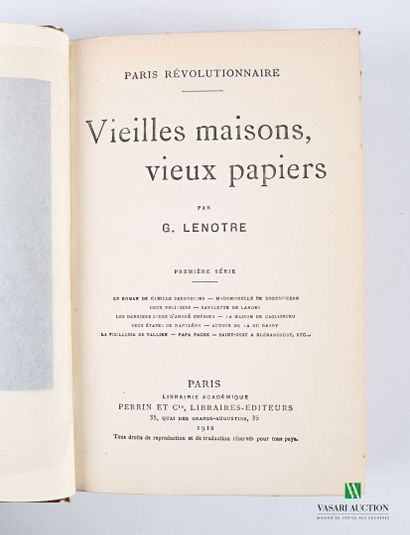 null [HISTORY - MILITARIA - WAR]

Lot including ten works:

- G. LENOTRE - Vieilles...