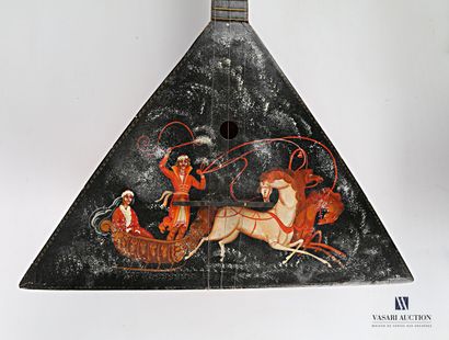 null Painted wooden balalaika, the body decorated with a sled pulled by horses.

(Wear)

Length...