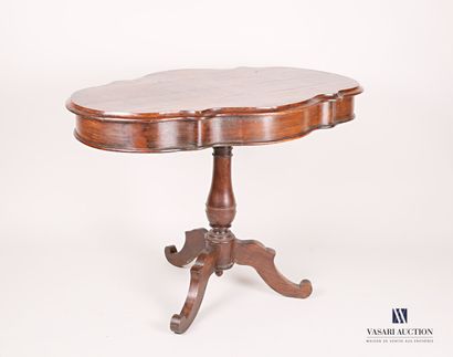 Pedestal table in natural wood, the tray...