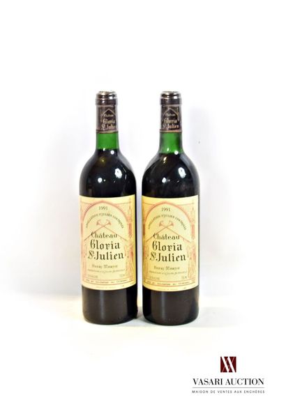 null 2 bouteilles	Château GLORIA	St Julien	1991

	Et. à peine tachées. N : 1 bas...