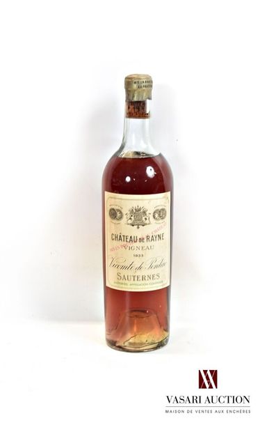 null 1 bouteille	Château de RAYNE VIGNEAU	Sauternes 1er GCC	1933

	Et. un peu tachée....