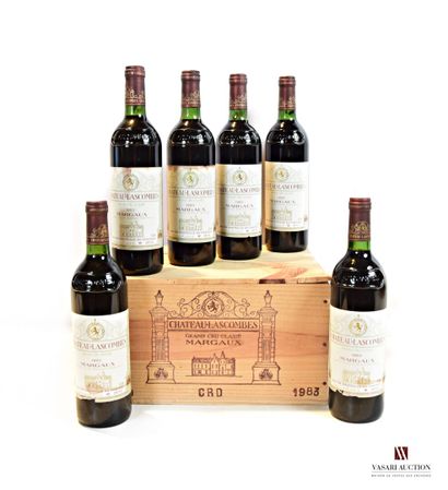 null 6 bouteilles	Château LASCOMBES	Margaux GCC	1983

	Et. un peu tachées (2 un peu...