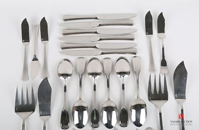 null Mismatched set of polished metal knives including six polished and brushed metal...