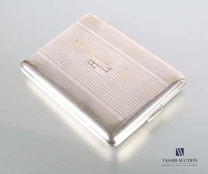 null Cigarette case in silver plated metal of rectangular form, the lid presents...