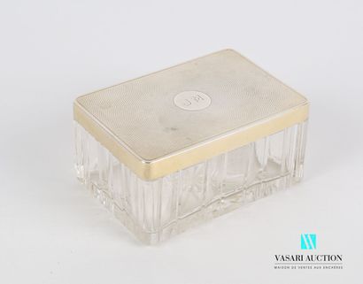 null Box of rectangular form out of crystal, the lid out of silver guilloche presents...