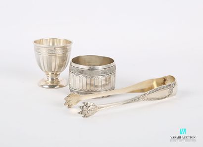 Silver lot including an egg cup decorated...