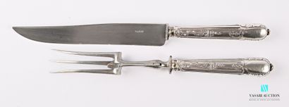 null Cutlery service, the silver handle filled with fillet decoration framing a bow...