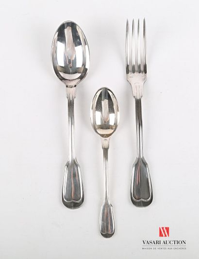null Set including a silver plated cutlery and a tea spoon, the handle decorated...