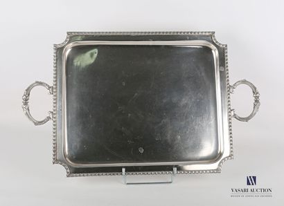 null Rectangular silver plated tray, the concave angles, the border hemmed with a...