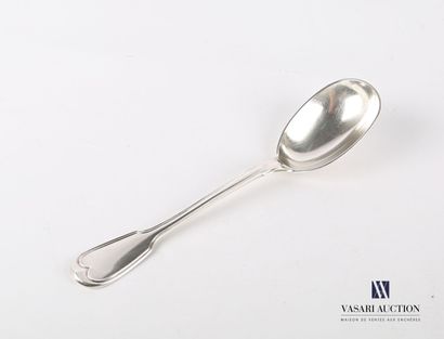 Silver cream spoon, the handle decorated...