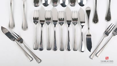null Mismatched set of polished metal knives including six polished and brushed metal...