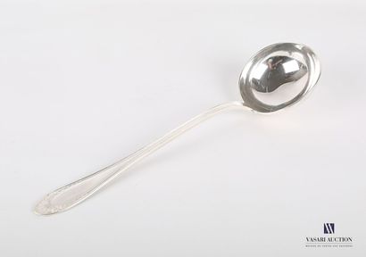 null Silver plated ladle, the handle in the shape of ogive is hemmed with nets and...