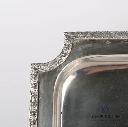 null Rectangular silver plated tray, the concave angles, the border hemmed with a...