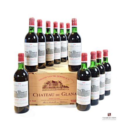 null 12 bouteilles	Château du GLANA	St Julien	1982

	E.: 8 excellentes, 4 un peu...